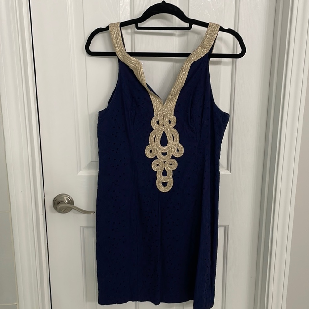 Lilly Pulitzer Navy and Gold Dress